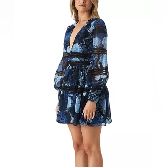 NWOT BARDOT Hallie Floral & Lace Mini Dress - Picture 4 of 13